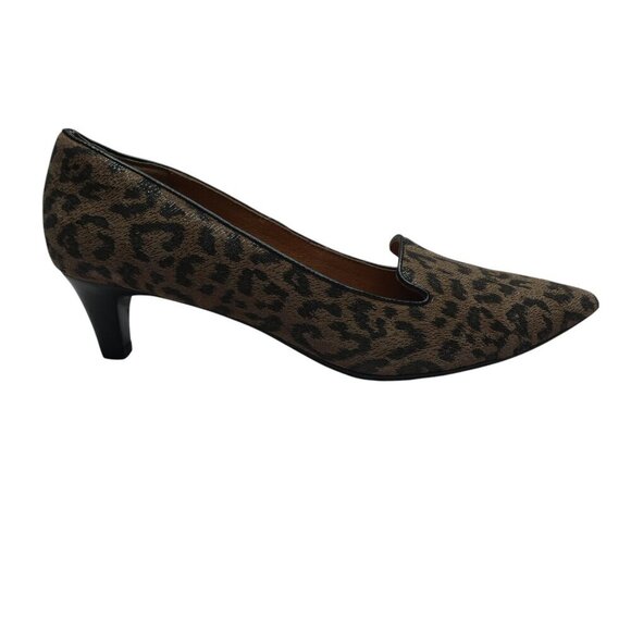 Sofft Vesper Brown Leopard Print Leather Pointed Kitten Heel Pumps Womens 9N - Picture 2 of 13
